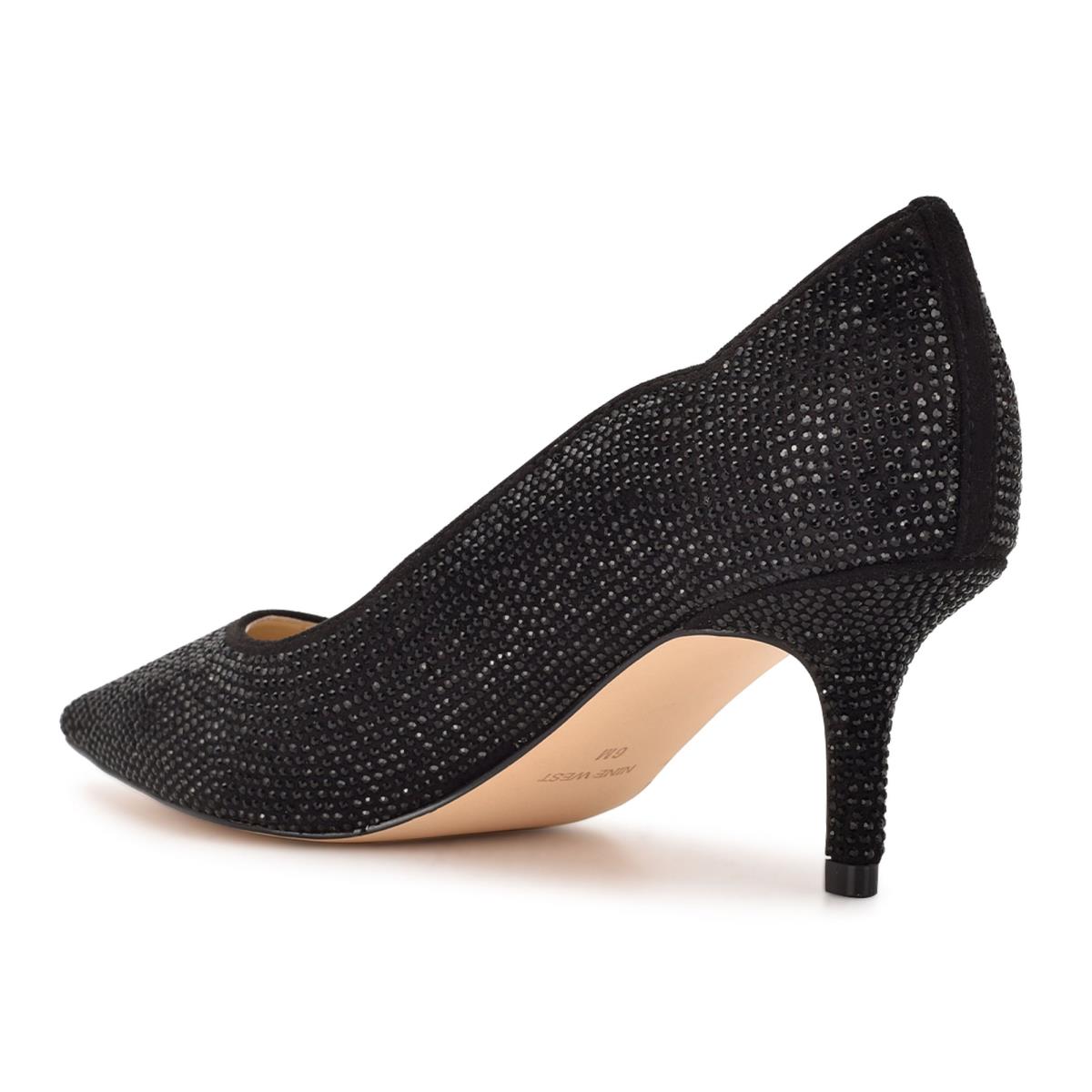 Nine West Abaline Rhinestone Pointy Puntera Negras | 6012ERVXU