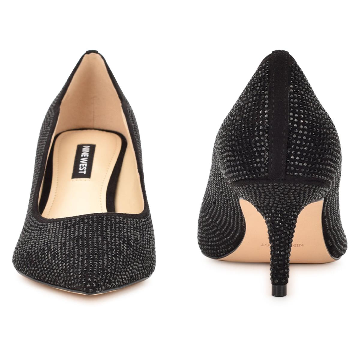 Nine West Abaline Rhinestone Pointy Puntera Negras | 6012ERVXU