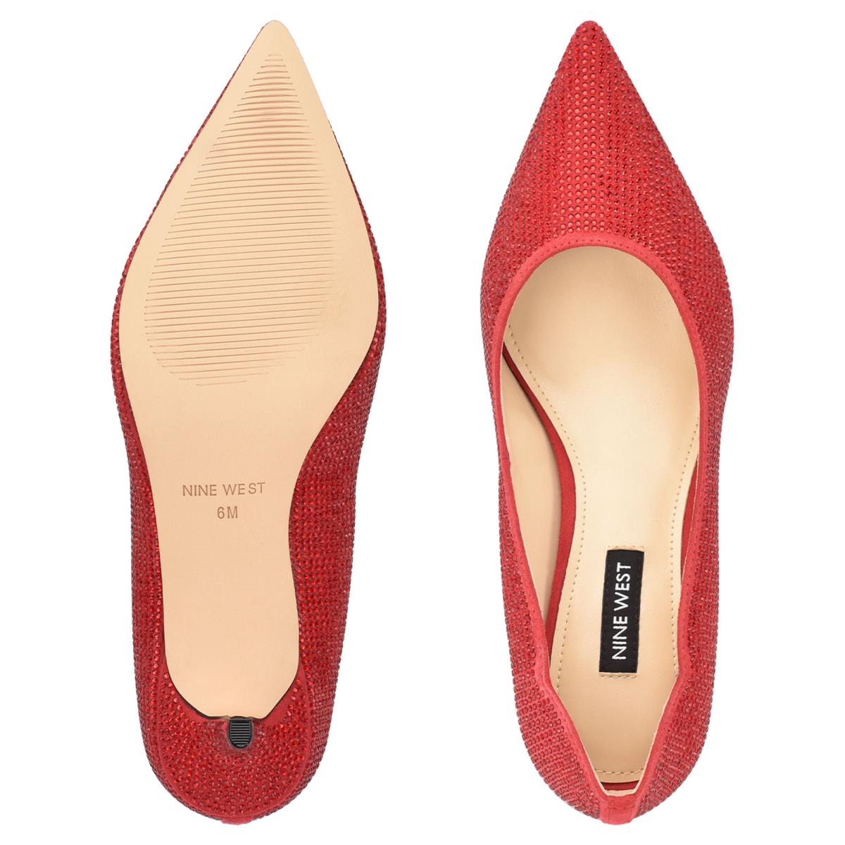 Nine West Abaline Rhinestone Pointy Puntera Rojas | 8641NVXAI