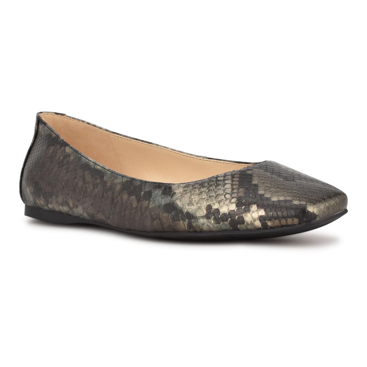 Nine West Alena Square-Puntera Gris Serpent | 4802TBLUQ