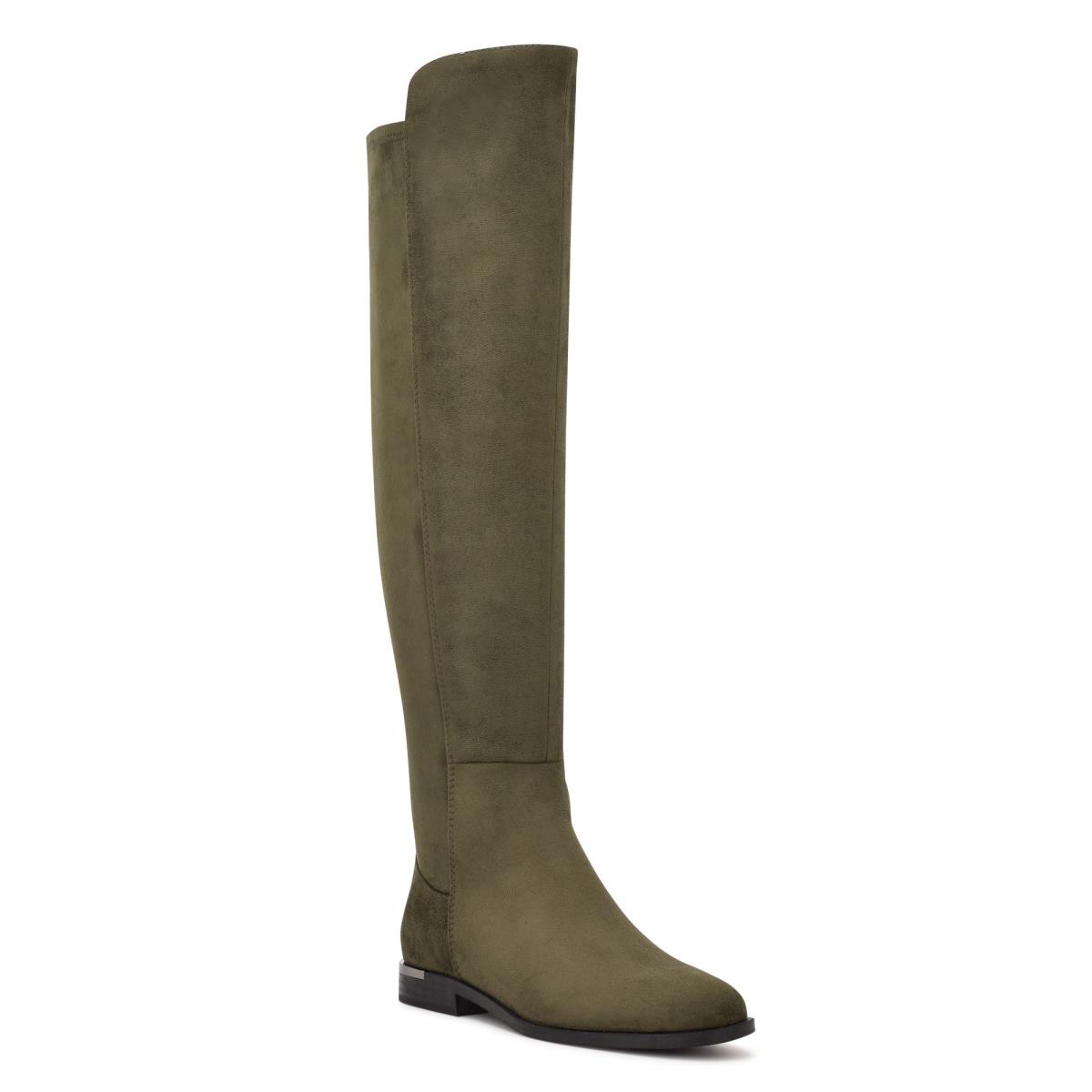 Nine West Allair Anchos Calf Over the Knee Verde Oliva | 5641GAXHD