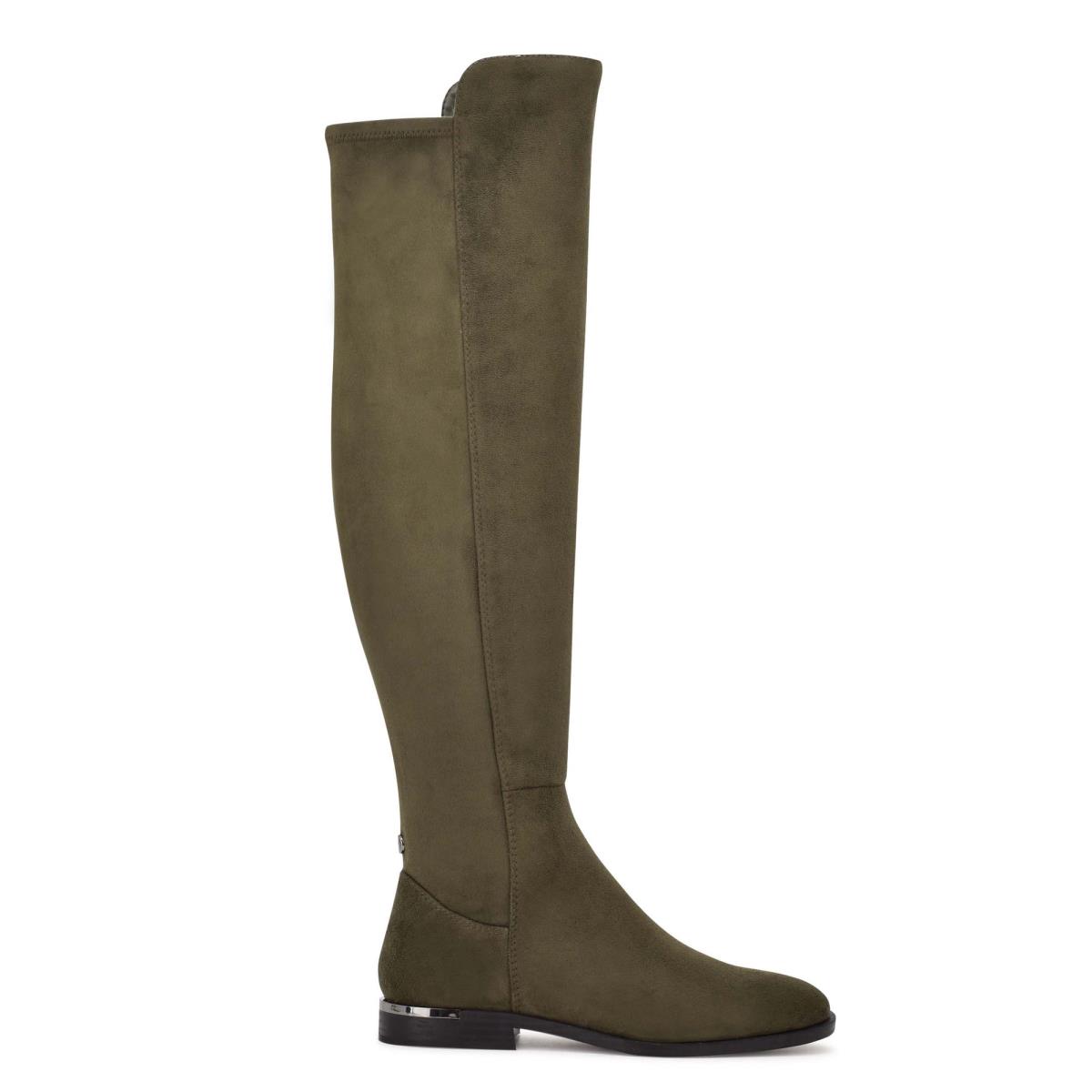 Nine West Allair Anchos Calf Over the Knee Verde Oliva | 5641GAXHD