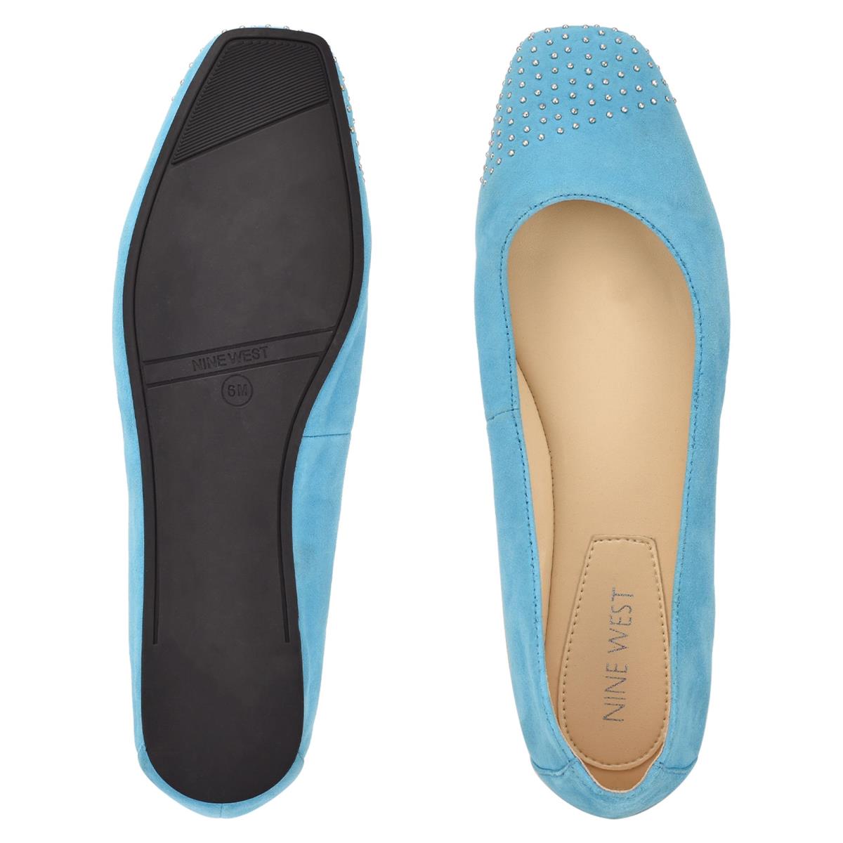 Nine West Aloha Studded Square-Puntera Azules Claro | 3915XPJAW