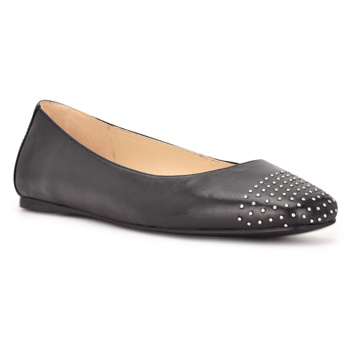 Nine West Aloha Studded Square-Puntera Negras | 6748CJXQZ