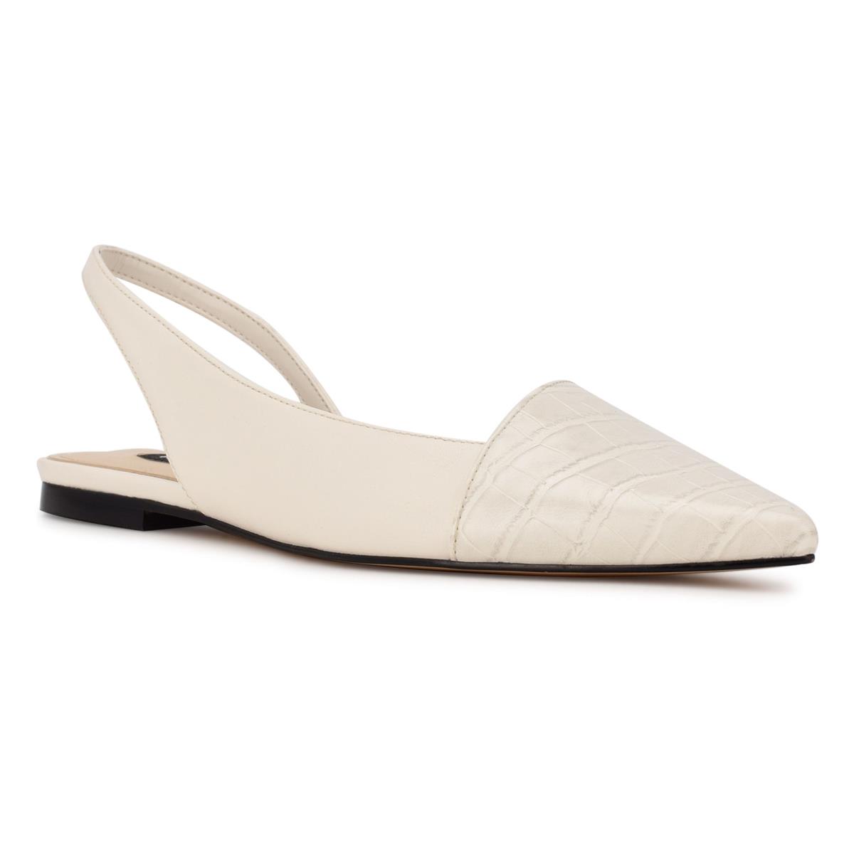 Nine West Beads Destalonadas Pointy Puntera Beige Creme | 8741WTFZC