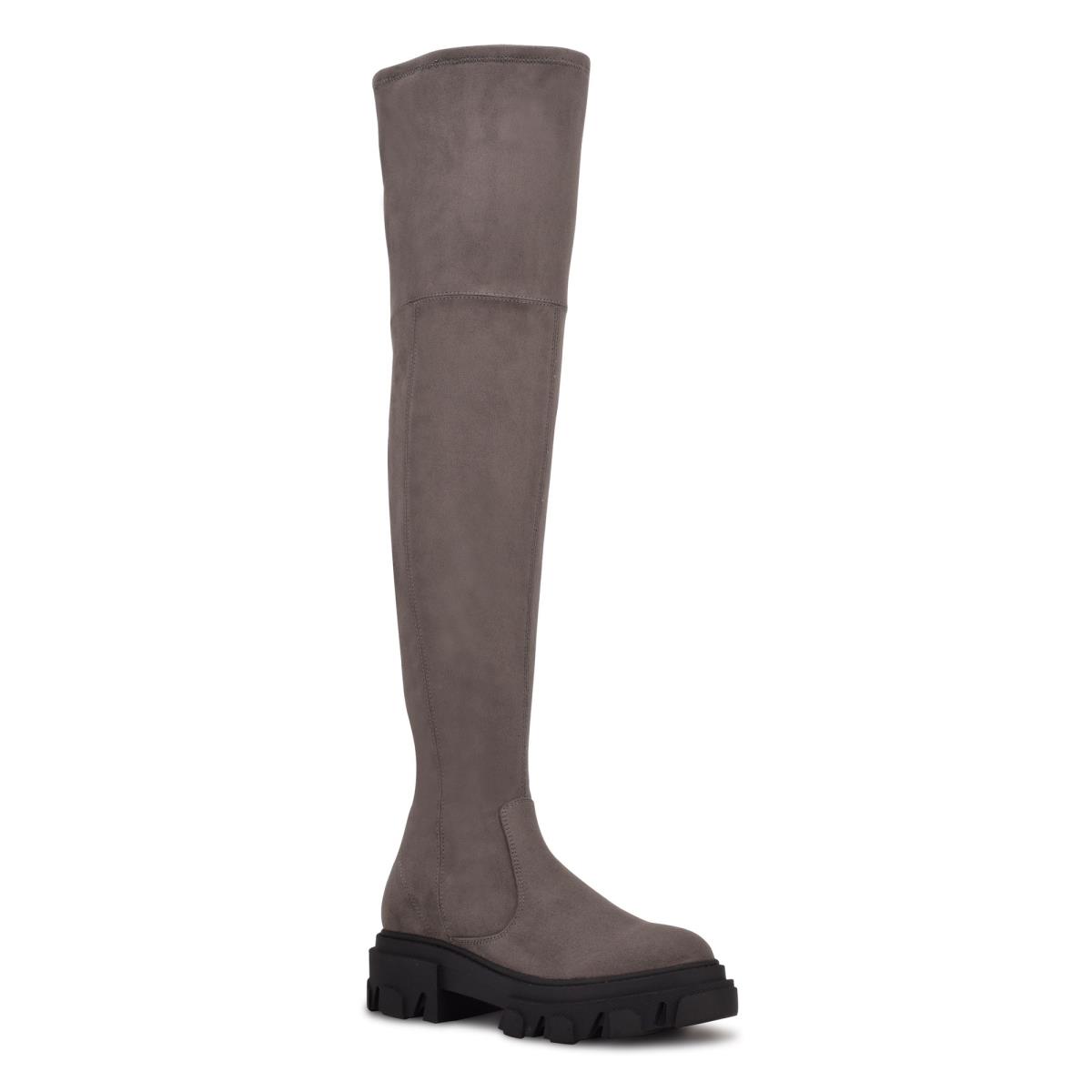 Nine West Cellie Over the Knee Lug Sole Gris | 4789JCEFV