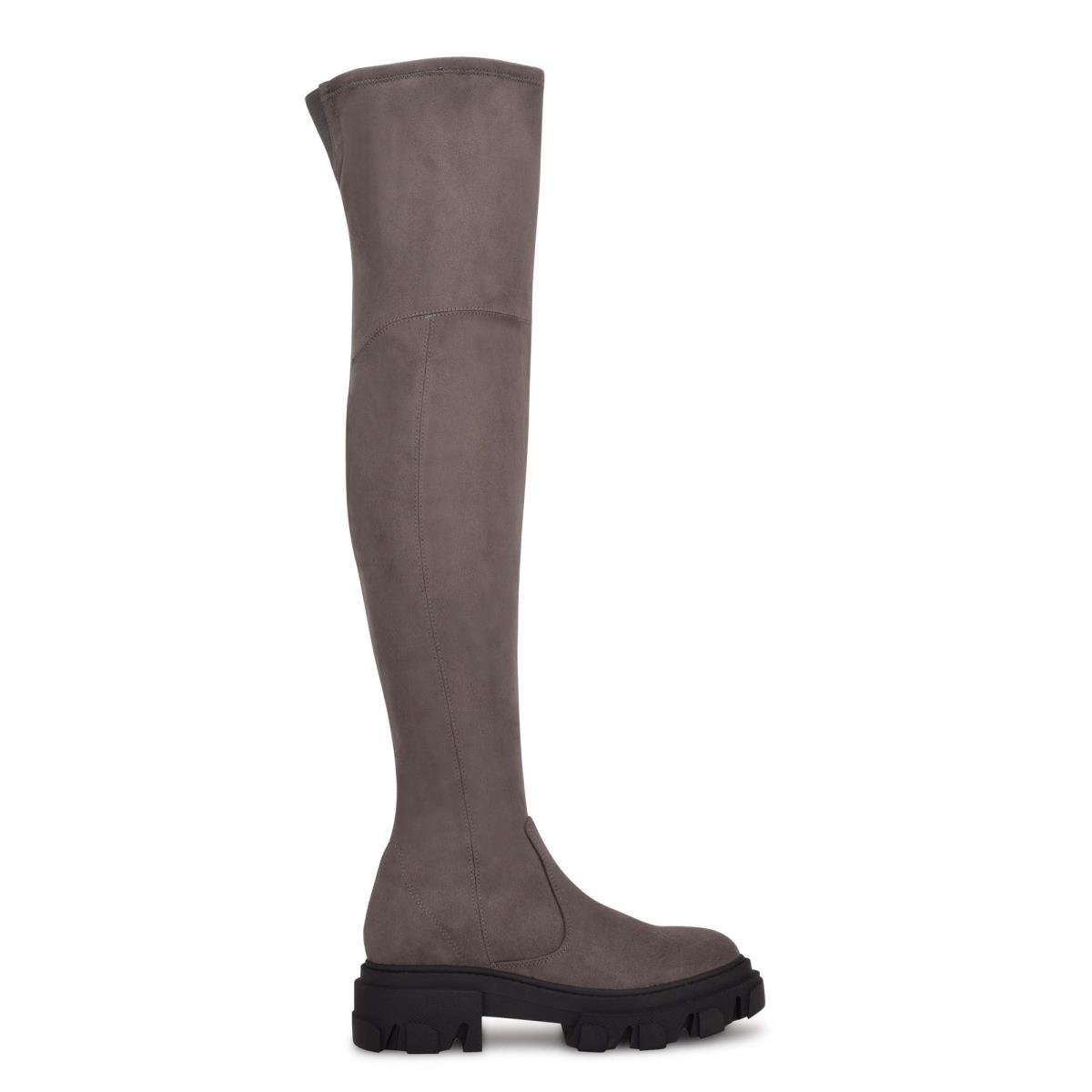 Nine West Cellie Over the Knee Lug Sole Gris | 4789JCEFV