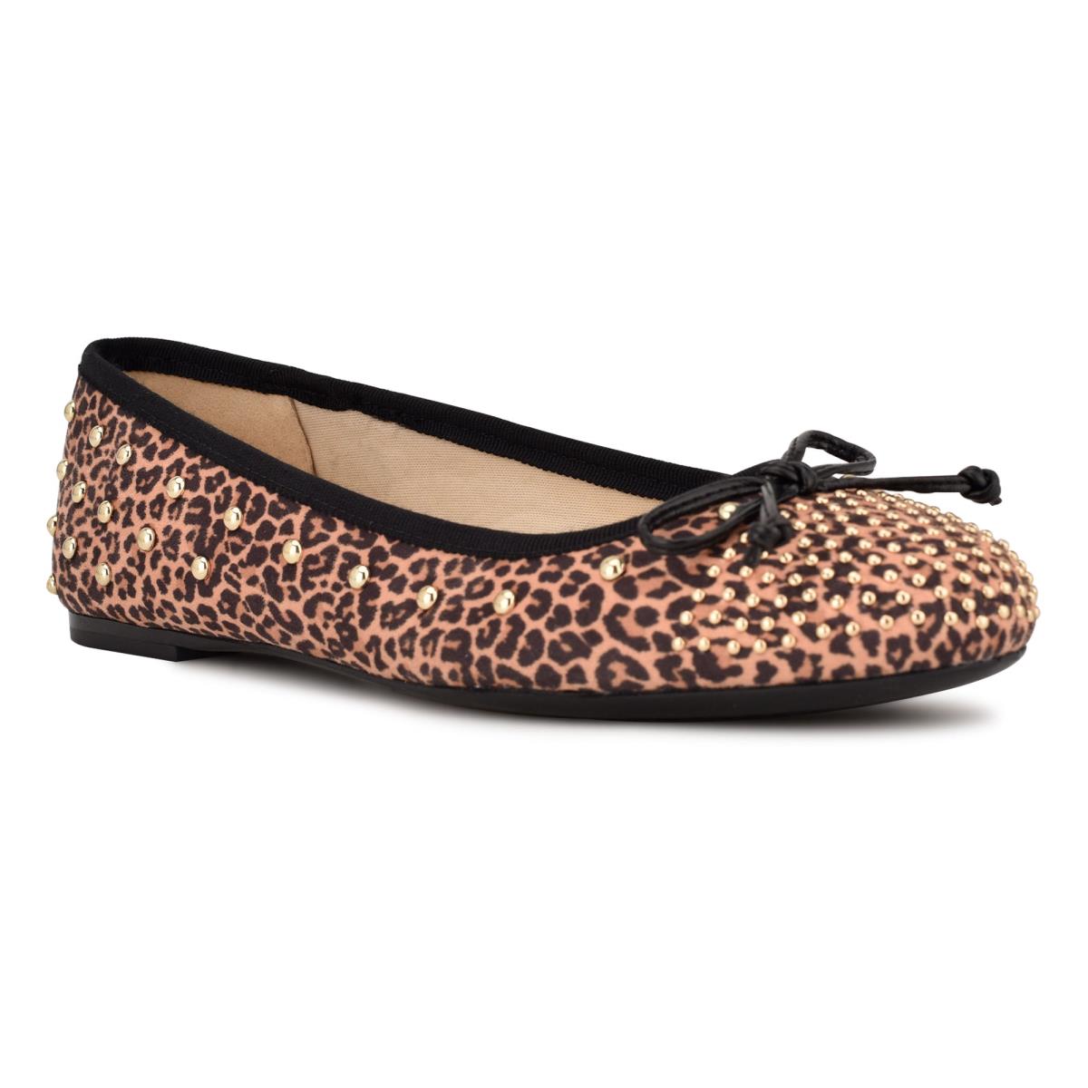 Nine West Curvy Studded Ballet Leopardo Marrones | 3597TYKCN