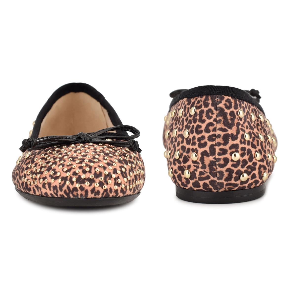 Nine West Curvy Studded Ballet Leopardo Marrones | 3597TYKCN