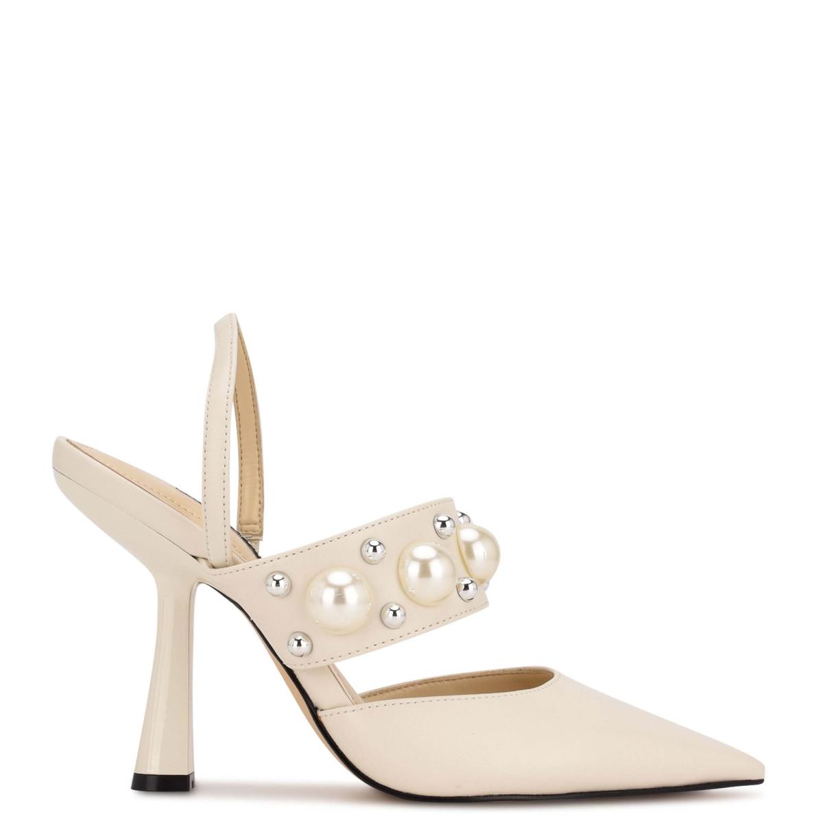 Nine West Debut Vestido Destalonadas Creme | 7481RIWOM