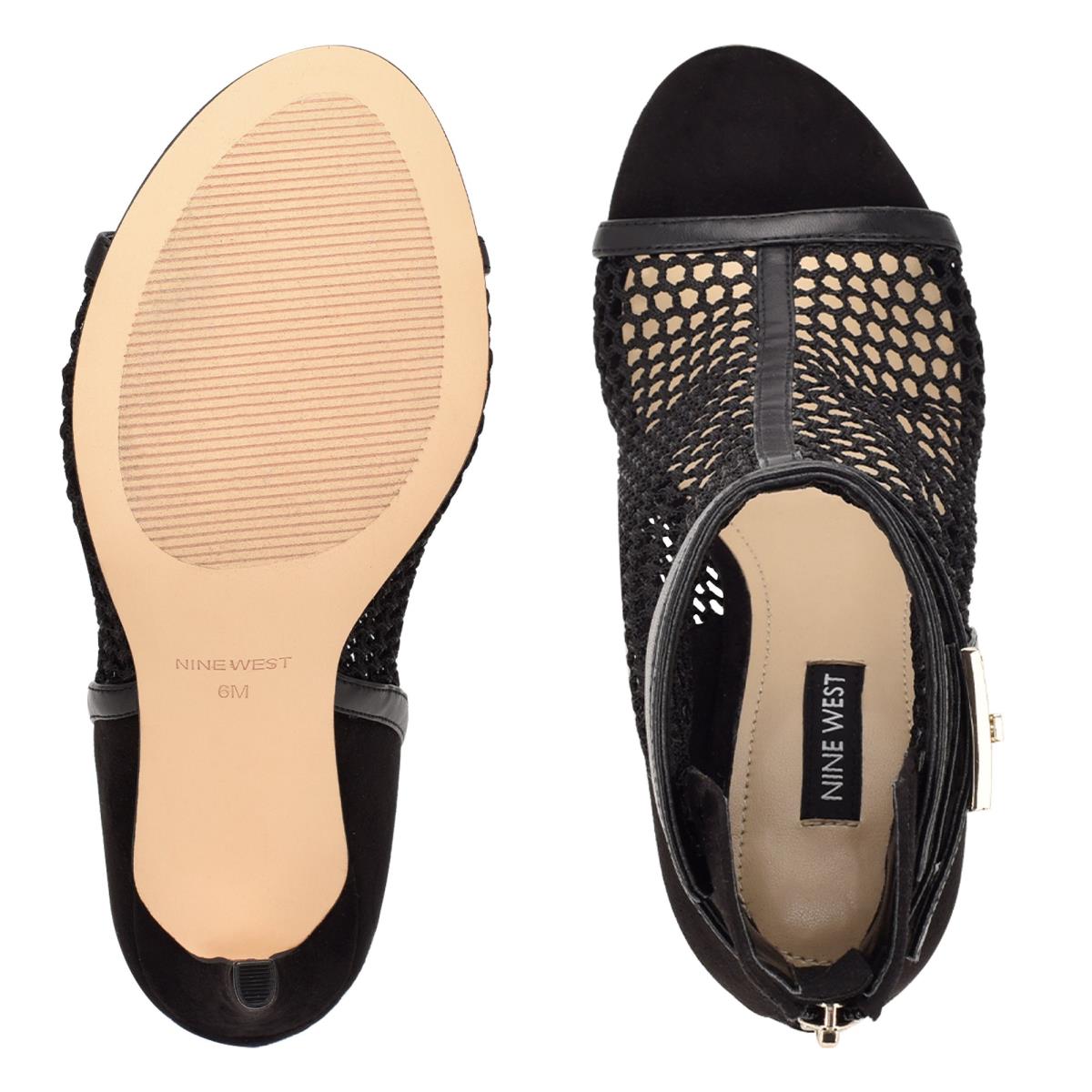 Nine West Ididit Mesh Peep Puntera Negras | 4321GHYLP