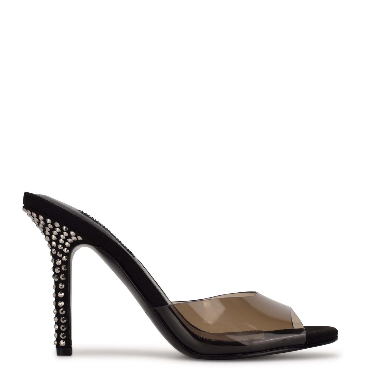 Nine West Ido Rhinestone Tacón Negras | 1290CSKBT