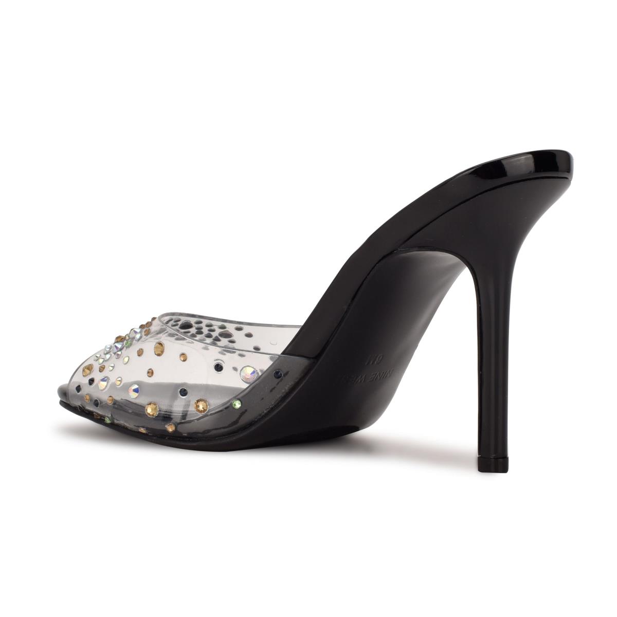 Nine West Ido Rhinestone Tacón Negras | 4928VJZKN