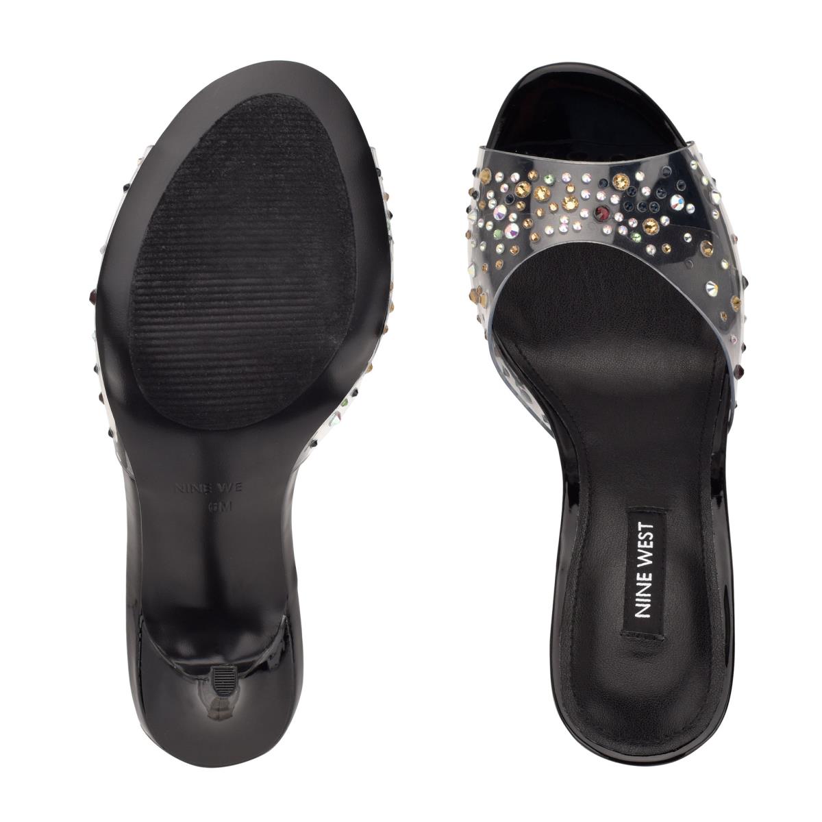 Nine West Ido Rhinestone Tacón Negras | 4928VJZKN