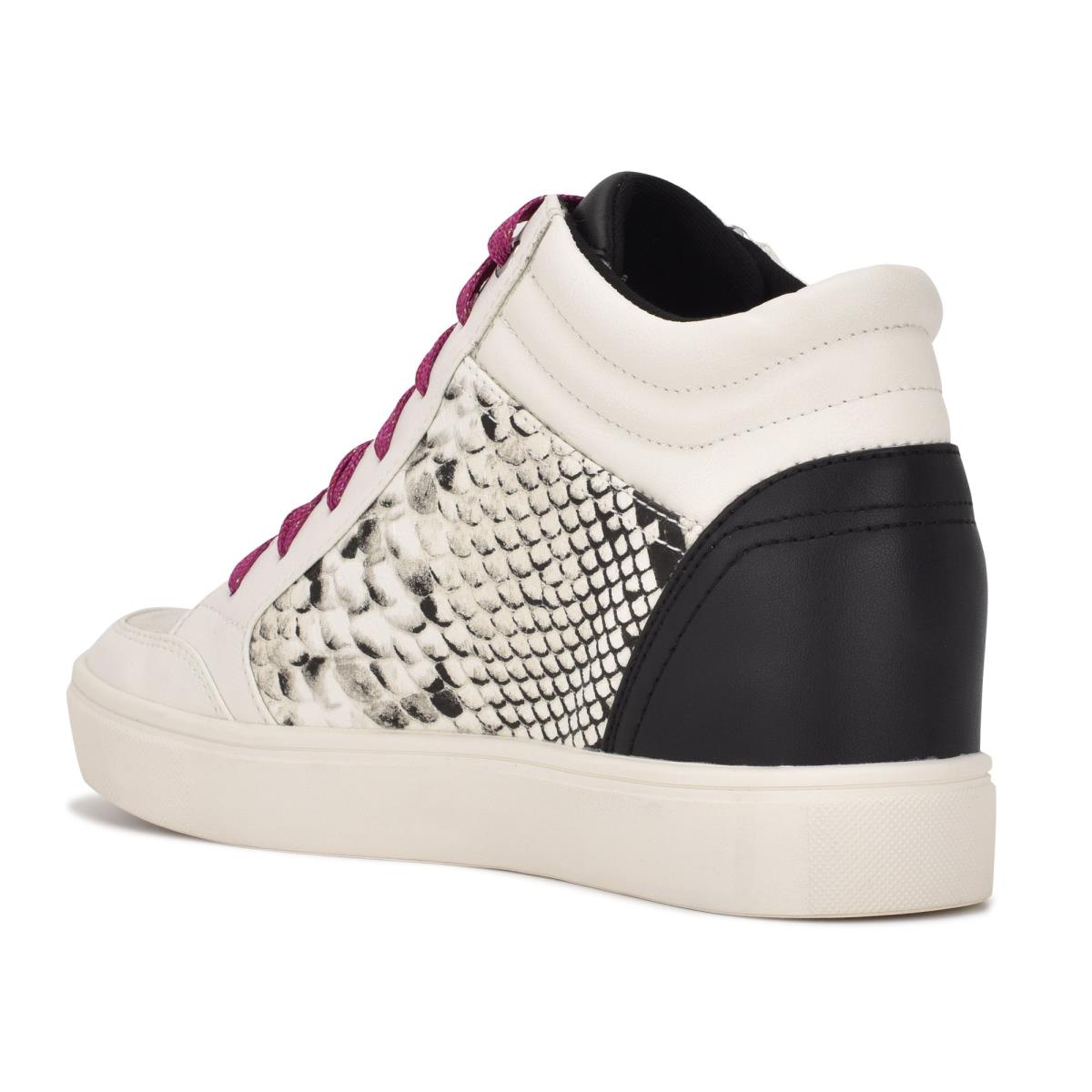 Nine West Tons High Top Hidden Wedge Sneakers Blancas Serpent | 0759CJUVT