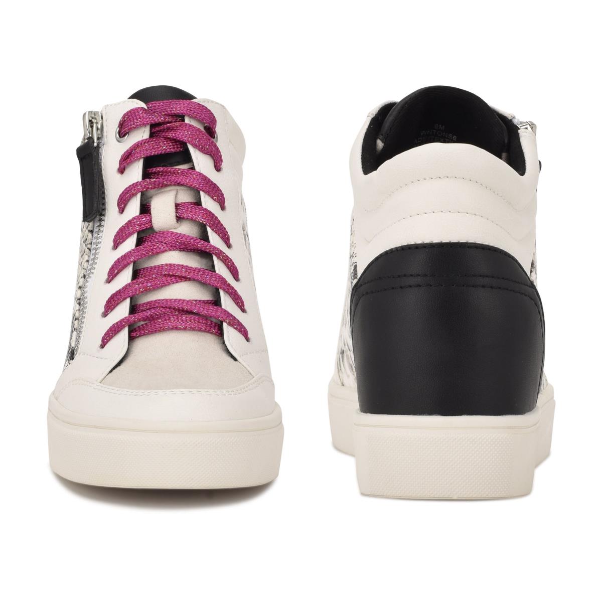 Nine West Tons High Top Hidden Wedge Sneakers Blancas Serpent | 0759CJUVT