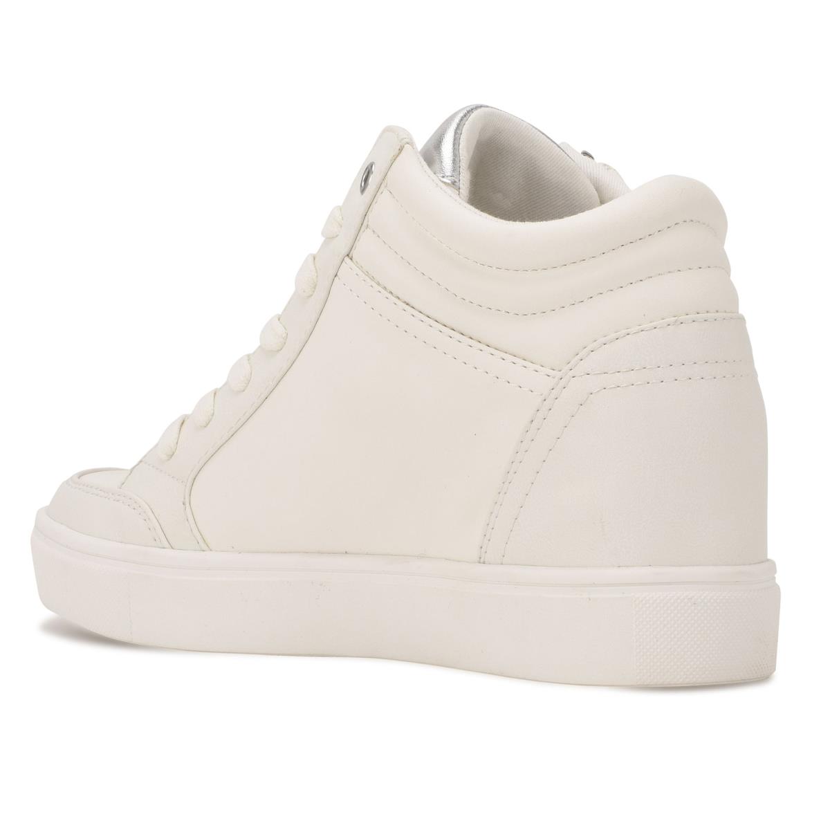 Nine West Tons High Top Hidden Wedge Sneakers Blancas Plateadas | 2614GKZDR