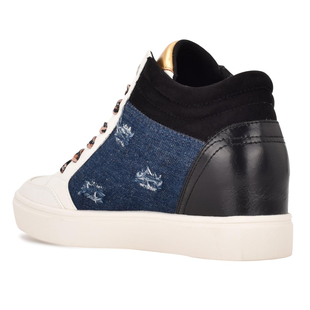 Nine West Tons High Top Hidden Wedge Sneakers Negras Azules | 4291ZUECX