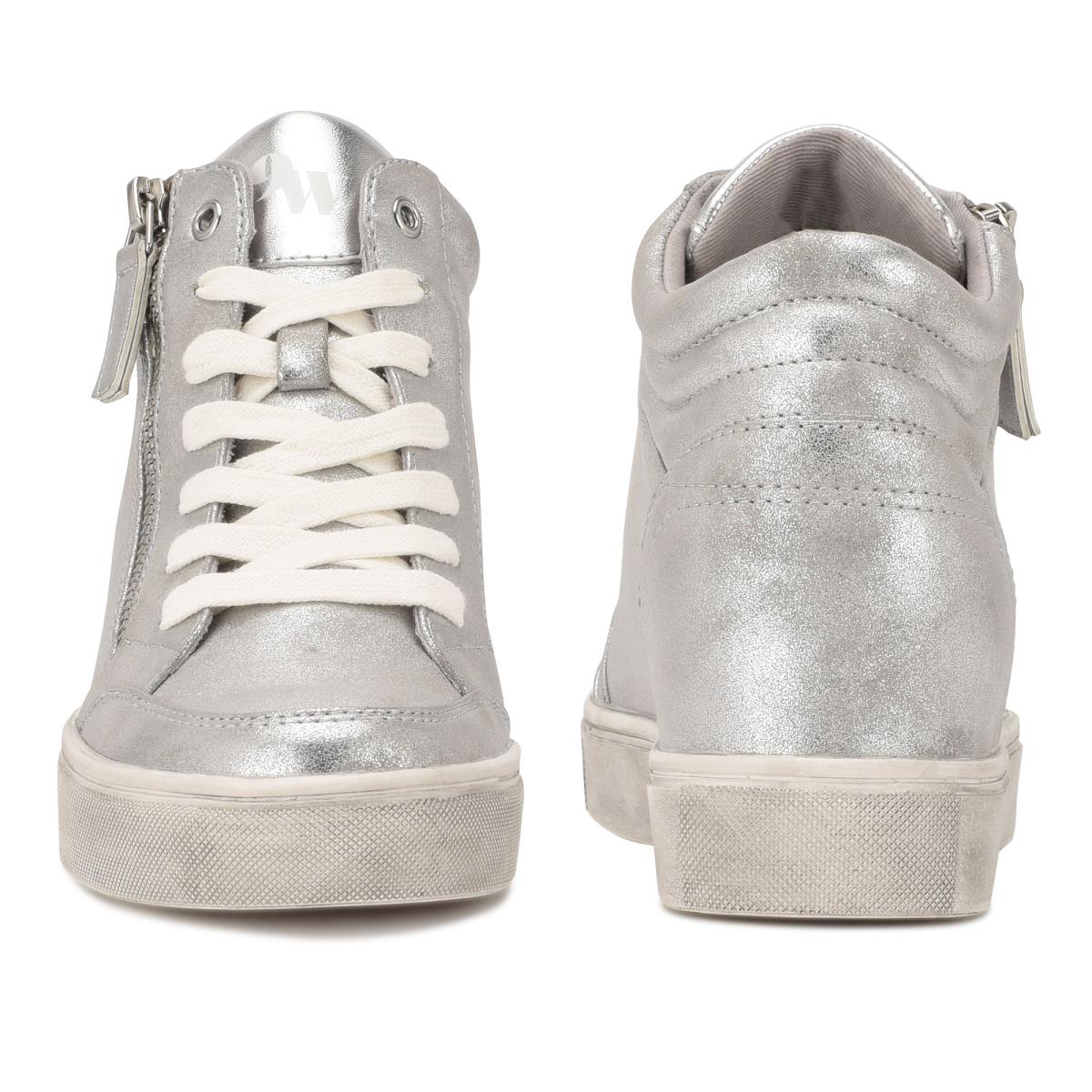 Nine West Tons High Top Hidden Wedge Sneakers Plateadas | 8413SPODT