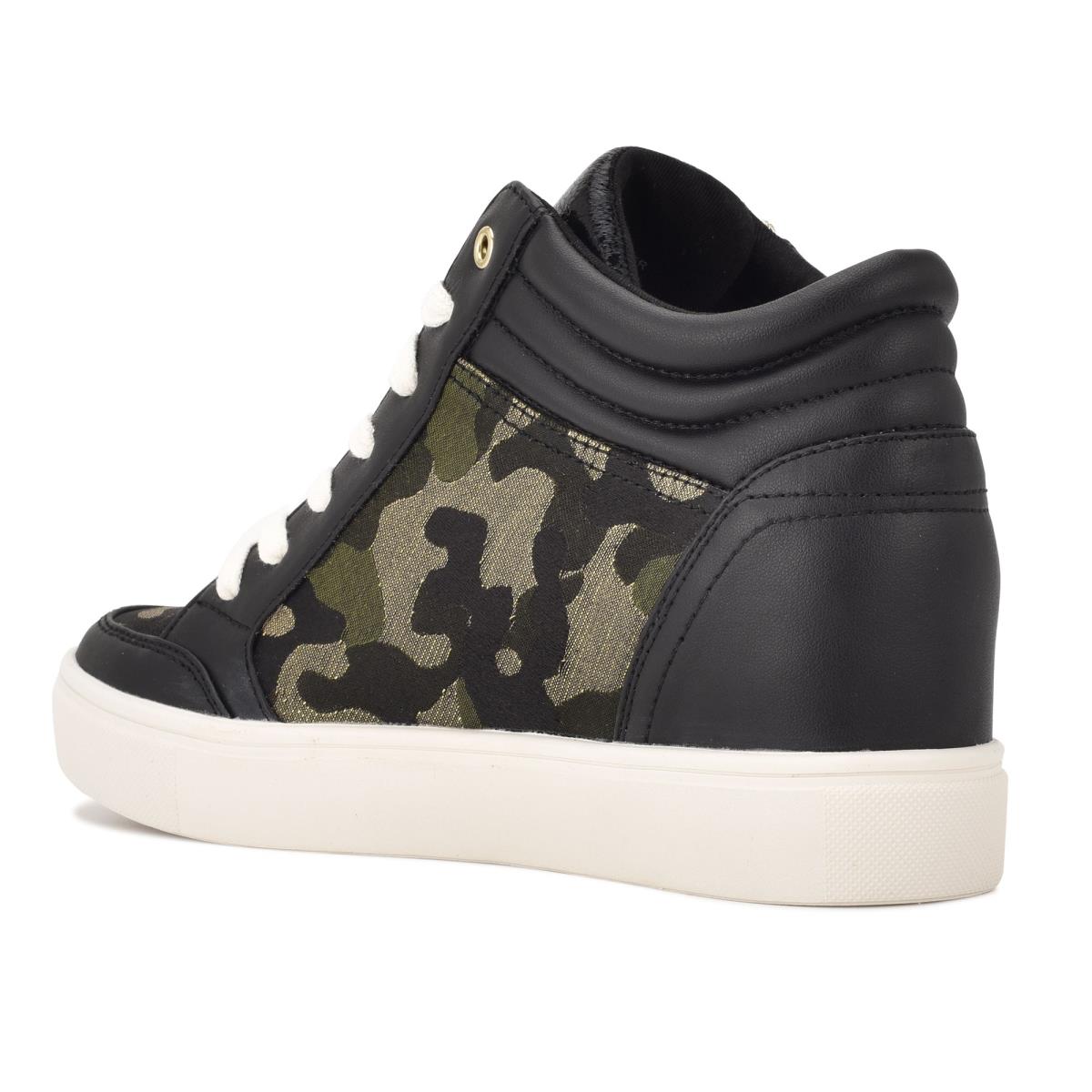 Nine West Tons High Top Hidden Wedge Sneakers Negras Camuflaje | 9235JQNIZ