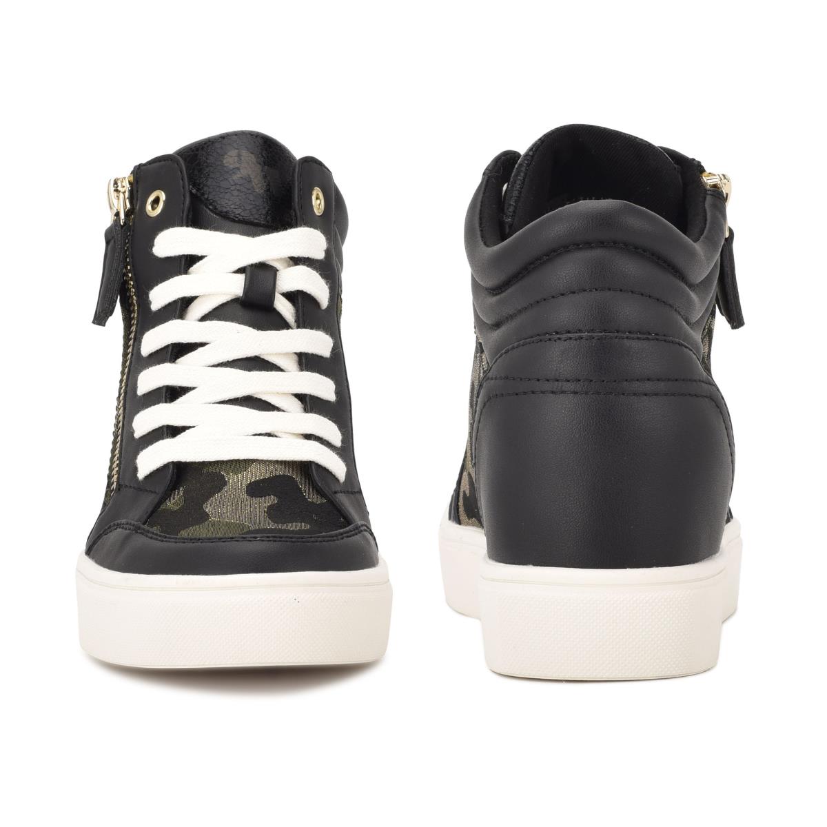 Nine West Tons High Top Hidden Wedge Sneakers Negras Camuflaje | 9235JQNIZ