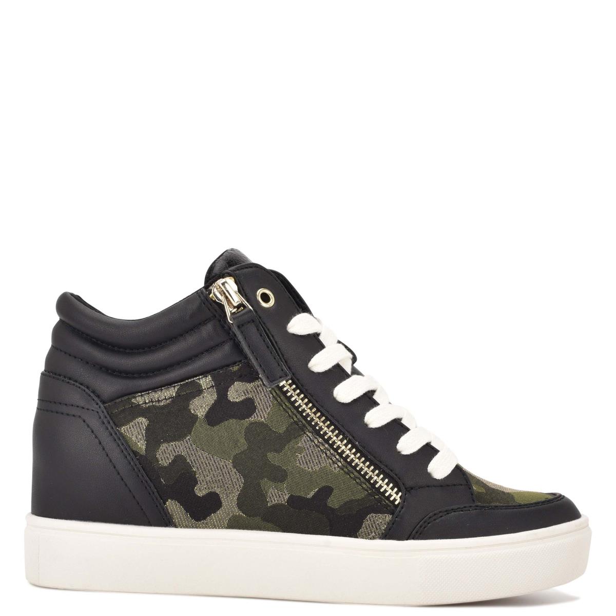 Nine West Tons High Top Hidden Wedge Sneakers Negras Camuflaje | 9235JQNIZ