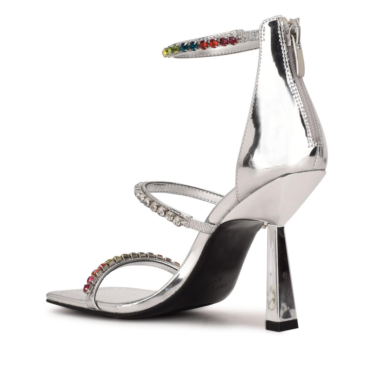 Nine West Vavoom Rhinestone Tiras Plateadas Multicolor | 3184AUKBV