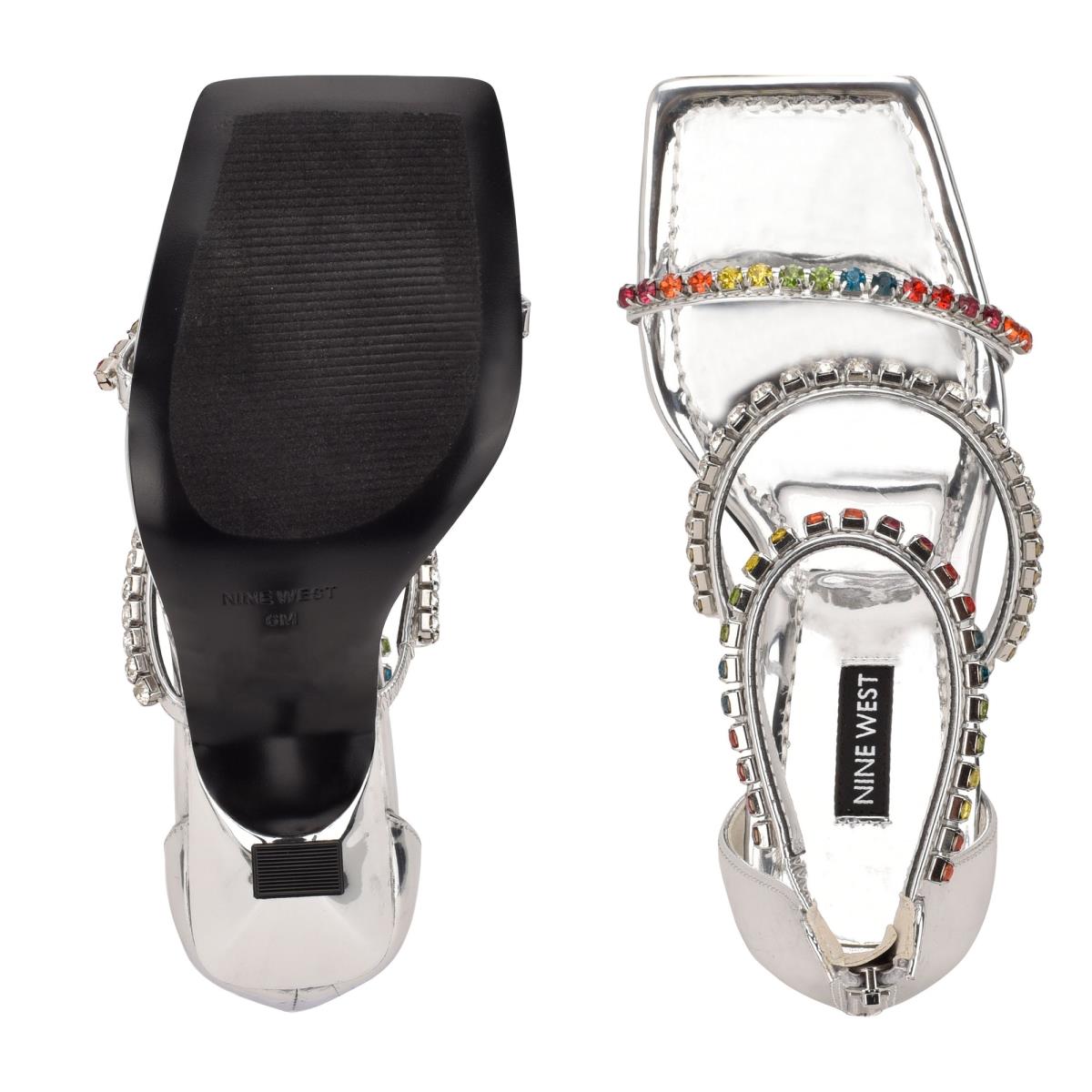 Nine West Vavoom Rhinestone Tiras Plateadas Multicolor | 3184AUKBV