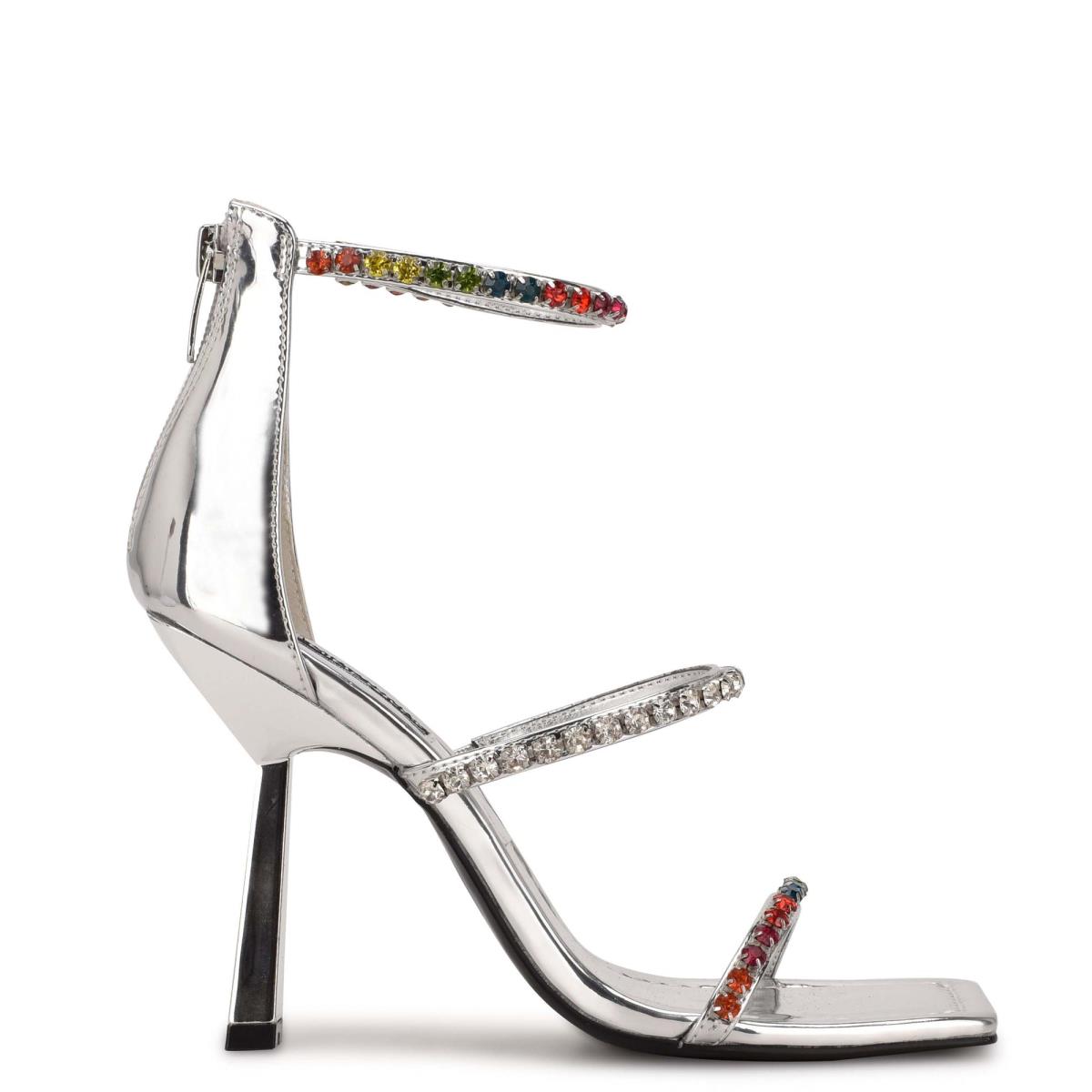 Nine West Vavoom Rhinestone Tiras Plateadas Multicolor | 3184AUKBV