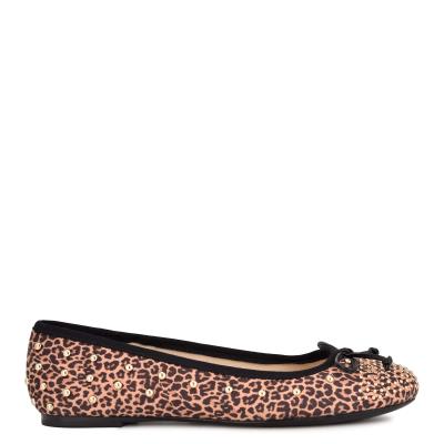 Nine West Curvy Studded Ballet Leopardo Marrones | 3597TYKCN