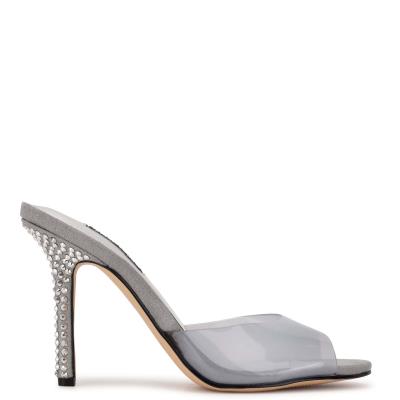 Nine West Ido Rhinestone Tacón Gris Claro | 7843THBRY