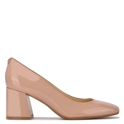 Nine West Vibe 9x9 Block Heel Beige | 2183ZPOXR